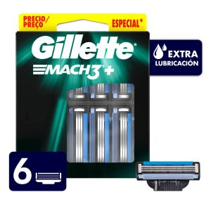 Gillette Mach3+ Repuestos de Afeitar, 6 Uds