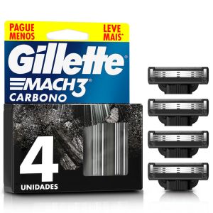 Gillette Mach3 Carbono Repuesto Máquina de Afeitar con Carbón 4 Uds