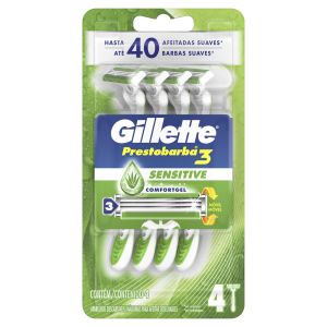Gillette Prestobarba3 Sensitive Máquina de Afeitar con Aloe 4 Uds