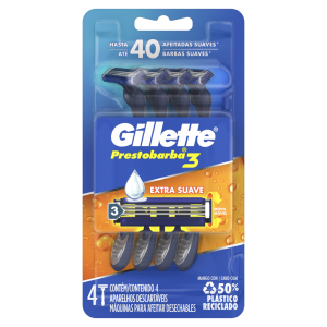Gillette Prestobarba3 M&aacute;quina de Afeitar con 3 Hojas 4 Uds