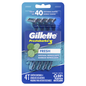 Gillette Prestobarba3 Fresh Máquina de Afeitar con Eucalipto 4 Uds